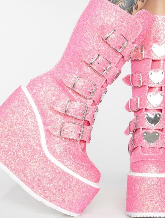 Demonia Shoes - DemoniaCult Gothic Glitter Swing-230G Boots